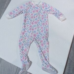 Carter's Floral Footed One-Piece - Pink & Blue